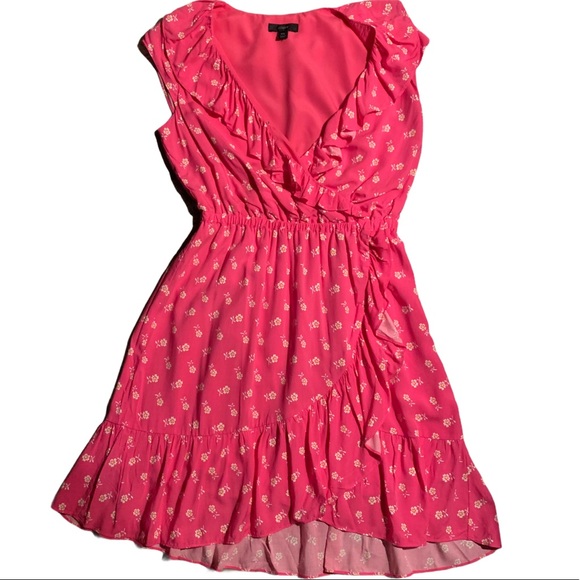 J. Crew pink v-neck floral ruffle dress - Picture 2 of 11